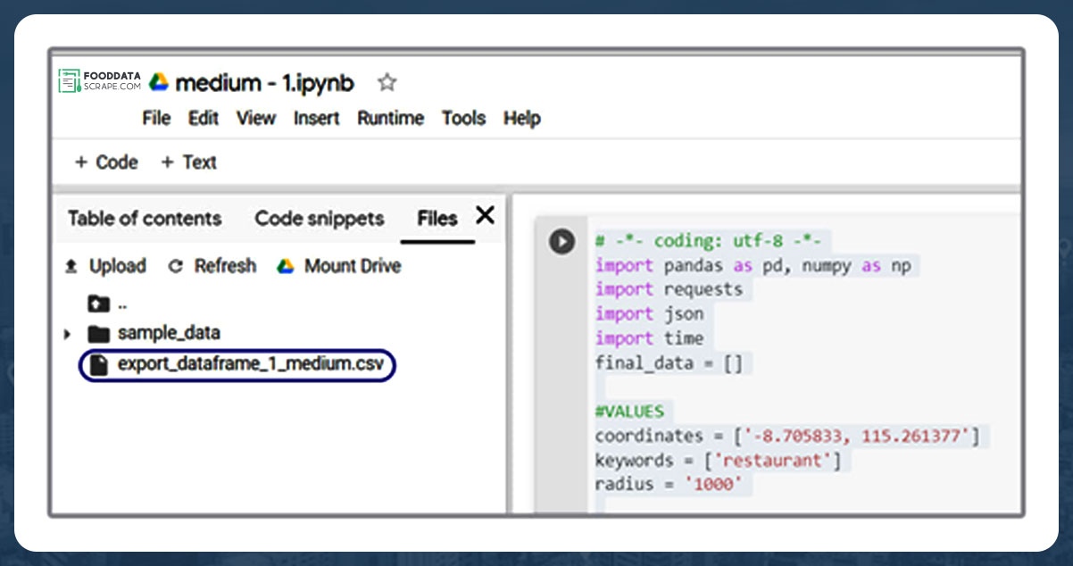 How to Extract Food Data from Google Maps with Google Colab & Python?